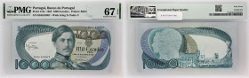 PORTUGAL
1000 escudos 25 octobre 1982.
P.175e.
C’est le second plus haut grade ! Alphabet HHG - numéro 43867. A noter, Top pop : PMG 68 avec seulement...