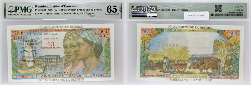 RÉUNION (ÎLE DE LA) - REUNION
10 nouveaux francs surchargé sur 500 francs type “...
