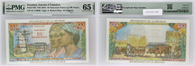 RÉUNION (ÎLE DE LA) - REUNION
10 nouveaux francs surchargé sur 500 francs type “Pointe à Pitre” ND (1971).
P.54b.
Alphabet W.1 - numéro 32050.
PMG 65 ...