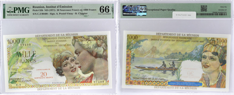 RÉUNION (ÎLE DE LA) - REUNION
20 nouveaux francs surchargé sur 1000 francs type ...