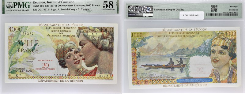 RÉUNION (ÎLE DE LA) - REUNION
20 nouveaux francs surchargé sur 1000 francs type...