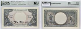 ROUMANIE - ROMANIA
1000 lei 10 septembre 1941.
P.52a.
Alphabet T.0285 - numéro 0677.
PMG 65 EPQ Gem Uncirculated (1912512-046). 
Magnifique exemplaire...