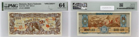 ROUMANIE - ROMANIA
500 lei SPECIMEN 25 juin 1947.
P.63s.
Alphabet H/1 - numéro 0000000, avec un tampon SPECIMEN en rouge en oblique au recto et au ver...