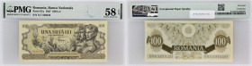 ROUMANIE - ROMANIA
100 lei 5 décembre 1947.
P.67a.
Alphabet N.7 - numéro 550532, avec le portrait de 3 hommes sur le côté gauche avec dans leurs mains...