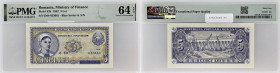 ROUMANIE - ROMANIA
5 lei 1952.
P.83b.
Alphabet D60 - numéro 633661. Type rare et recherché en qualité supérieure.
PMG 64 EPQ Choice Uncirculated (1916...