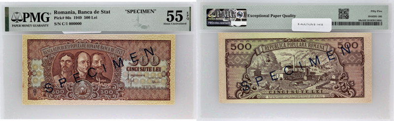 ROUMANIE - ROMANIA
500 lei SPECIMEN 15 octobre 1949.
P.86s.
Alphabet C/1 - numér...