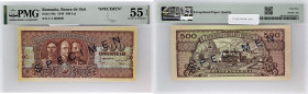 ROUMANIE - ROMANIA
500 lei SPECIMEN 15 octobre 1949.
P.86s.
Alphabet C/1 - numéro 000000, avec tampon SPECIMEN en noir en oblique au recto et au verso...