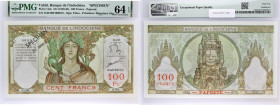 TAHITI
100 francs SPECIMEN type “Papeete” ND (1961).
P.14ds.
Alphabet O.00 - numéro 000 - avec filigrane et perforation SPECIMEN en verticale à droite...