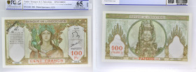 TAHITI
100 francs SPECIMEN type “Papeete” ND (1961).
P.14ds.
Alphabet O.00 - numéro 000 - avec filigrane et perforation SPECIMEN en verticale à droite...
