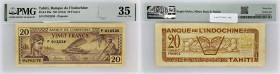 TAHITI
20 francs type “Papeete” 1944.
P.20a.
Alphabet P - numéro 012526, type recherché dans tous les états de conservation. A noter, seulement une di...