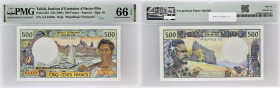 TAHITI
500 francs 1985.
P.25d.
Alphabet A.3 - numéro 61489.
PMG 66 EPQ Gem Uncirculated (2186002-016). 
Qualité exceptionnelle. NEUF.