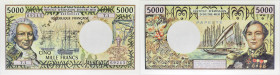 TAHITI
5000 francs Bougainville type “Papeete” ND (1977).
P.28b.
Alphabet T.1 - numéro 69243, signature rare et recherché : Panouillot / Théron. A not...