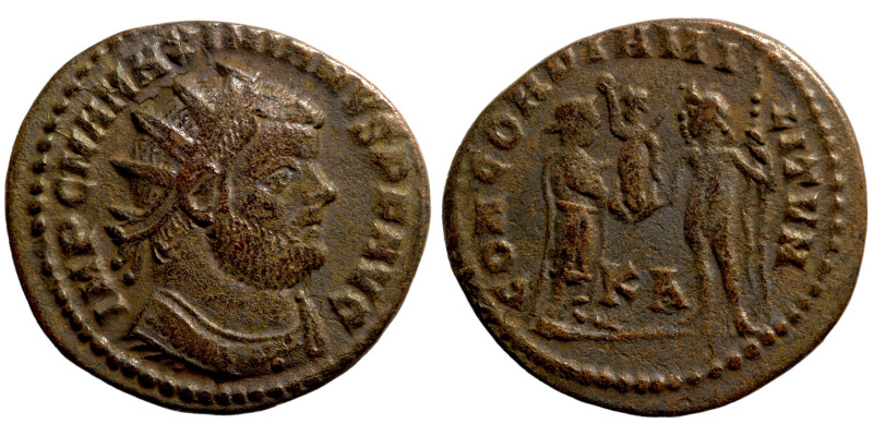 Maximianus. (286-305 AD). Æ Antoninian. Antioch. Obv: IMP C M A MAXIMIANVS P F A...