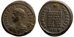 Constantinus I. (307-337 AD). Follis.  Antioch. Obv: CONSTANTINVS AVG. laureate bust of Constantinus left. Rev: SOL INVICTO COMITI. Sol standing left ...