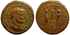 Valentinian II. (375-392 AD). Follis.  Obv: D N VALENTINIANVS P F AVG. pearl-diademed and armed bust of Valentinian right. Rev: GLORIA ROMANORVM. Vale...