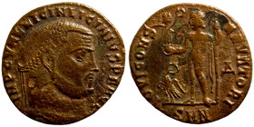 Diocletian. (285 AD). Æ Antoninian. Obv: IMP C C VAL DIOCLETIANVS P F AVG. radiate cuirassed bust of Diocletian right. Rev: CONCORDIA MILITVM. emperor...