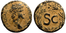 Nero. (69-79 AD). Æ Bronze.  Antioch. Obv: laureate bust of Nero right. Rev: SC in wreath. 