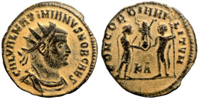 Maximianus. (285-295 AD). Æ Antoninian. Obv: IMP CMA MAXIMIANVS PF AVG. radiate cuirassed bust right. Rev: CONCORDIA MILITVM.