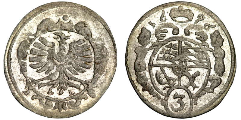 Schlesien Württemberg Öls 3 Pfennig 1696 Sylvius Friedrich, 1664-169

16mm 0,6...