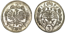 Schlesien Württemberg Öls 3 Pfennig 1696 Sylvius Friedrich, 1664-169