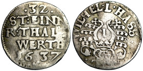 Hessen-Kassel 1/32 Taler 1637  Wilhelm V. 1627-1637