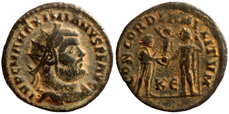 Maximianus. (285-295 AD). Æ Antoninian. Obv: IMP CMA MAXIMIANVS PF AVG. radiate ...
