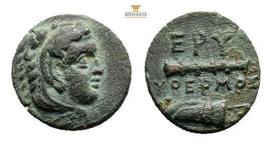 Ionia, Erythrai. Ca. 4th century B.C. AE (12.3 mm, 1.6 g, ) Pythermos, magistrat...
