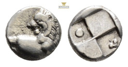 Thrace, Chersonesos AR Hemidrachm Silver ca 386-338 BC, 2,4 g. 11,9 mm.Obv: Forepart of lion right, head reverted.Rev: Quadripartite incuse square wit...