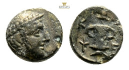 THRACE. Kypsela. Ae (Circa 420-380 BC). 1,8 g. 11,5 mm.Obv: Head of Hermes right, wearing petasos.Rev: Κ - Υ / Ψ - Ε. Kotyle (Two-handled cup).HGC 3.2...