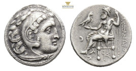 Macedonian Kingdom. Alexander III the Great. 336-323 B.C. AR drachm (17.6 mm, 4.1 g, ). Kolophon mint, c. 310-301 B.C. Head of Herakles right, wearing...