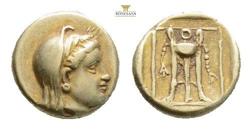 Greek, LESBOS, Mytilene. (Circa 377-326 BC) EL hekte (11,4 mm, 2.5 g)Veiled head...