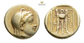 Greek, LESBOS, Mytilene. (Circa 377-326 BC) EL hekte (11,4 mm, 2.5 g)Veiled head of Demeter right, wearing wreath of grain ears / Garlanded and fillet...