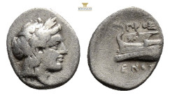 Bithynia, Kios. AR Hemidrachm (15,1 mm, 2.3 g), c. 350-300 BC. Proxenos, magistrate. Obv. Head of Apollo to right, wearing laurel wreath. Rev. Prow of...