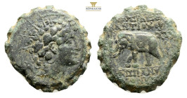 SELEUKIDKingdom. Antioch on the Orontes. Antiochos VI Dionysos 144-142 BC. Serrate ÆRadiate head of Antiochos right, wreathed with ivy / BAΣIΛEΩΣ ANTI...