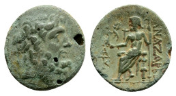 CILICIA. Anazarbos. Tarkondimotos (39-31 BC). AeLaureate head of Zeus right. 6,7 g 22,8 mm.Rev: ANAZAPBEΩN. Zeus seated left on throne, holding sceptr...