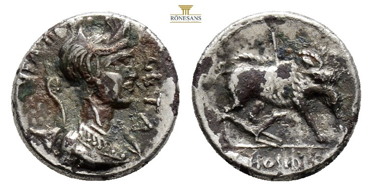 Roman Republican Coinage, C. Hosidius C.f. Geta, Denarius, c. 68, diademed and d...