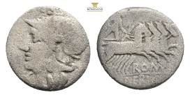 Roman RepublicanBaebius. Marcius Baebius Q.f. Tampilus. Denarius. 137 BC. Rome, 3,3 g. 17,3 mm.