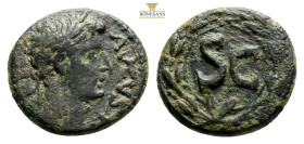 SELEUCIS and PIERIA. Antioch. Augustus (27 BC-14 AD). Ae As. 7,8 g. 22 mm. Obv: Bare head right. Rev: Large SC within wreath.