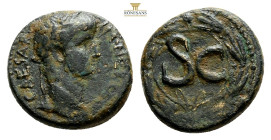 Nero Æ..Antioch, Syria. AD 54-68. Laureate head of Nero right / SC within wreath 8 g. 21 mm.