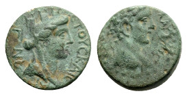 Claudius I, 41-54 AD, Anazarbos? AE1 KΛAVΔΙOC KAICAP, laureate head right / ΕΤΟYC KAICAPEΩΝ Γ, veiled head Tyche right. 4,9 g. 18 mm.