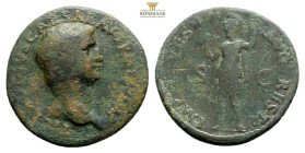 TITUS, restoration issue in the name of Claudius (issued A.D. 80-81). AE as, Rome mint, (9,5 g. 28,2 mm.) obv. bare head to right of Claudius, around ...