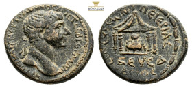 SYRIA, Seleucis and Pieria. Seleucia Pieria. Trajan, 98-117. Tetrassarion (Bronze, 24,9 mm, 9,7 g, ). ΑΥΤΟΚΡ ΚΑΙС ΝЄΡ ΤΡΑΙΑΝΟС ΑΡΙСΤ СЄΒ ΓЄΡΜ ΔΑΚ Laur...