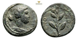 Syria. Antiocheia. Time of Hadrian AD 117-138. Bronze Æ (15,5mm, 3 g). Laureate head of Apollo right / ETOY[C] ZOP, laurel branch.