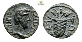 Aeolis, Elaea. Commodus.(?) AE (Bronze, 1.7g 13,4 mm) A.D. 177-192. Struck ca. A.D. 179-180laureate, draped and cuirassed bust of Commodus rightRev. Є...
