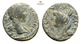 Roman Provincial Coins, Mesopotamia. AE Bronze 3,1 g. 17,5 mm. Laureate head right. Veiled, turreted and draped bust of Tyche to left.