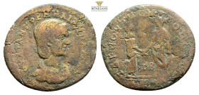 CILICIA, Tarsus. Julia Paula. Augusta, AD 219-220. Æ (30,9 mm, 10,9 g, ) Draped bust right / Julia Paula and Elagabalus standing facing one another, c...