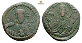 Anonymous, Attributed to Romanus IV (1068-1071 AD). Constantinople, AE Follis (26,5 mm 9,2 g.)Obv: IC - XC. Facing bust of Christ Pantokrator.Rev: MHP...