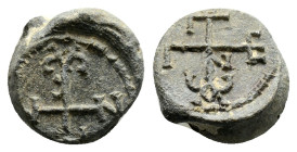 ioannes,skribon
Obverse cross monogram (Iwavvov) wreath border. Reverse monogram with cross (akpıbwvoç) VII. Century 13,8 g. 20,8 mm.