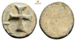 *** RARE MONOGRAM***
Maltese cross line border. VI-VII century lead tessera in very good condition 15,3 g. 26 mm.