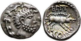 BRITAIN. Atrebates & Regni. Eppillus, circa 10 BC-AD 10. Quinarius (Silver, 11 mm, 1.33 g, 9 h), 'Grapevine' type. Bearded male head to right within w...